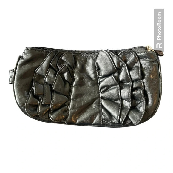 Vintage black wristlet with ruffled design just darling - Picture 3 of 4